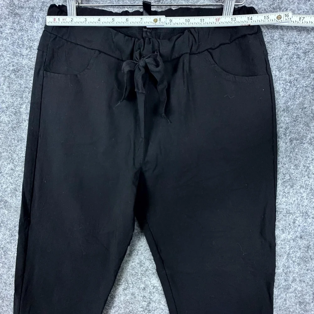 Venti 6 Ankle Pants Womens Medium Black Viscose Stretch Tapered Leg Drawstring